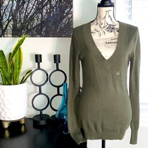 EXPRESS Olive Green V-Neck Sweater Large